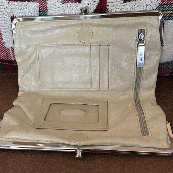 HOBO International Lauren Ivory Leather Double Kisslock Wallet Clutch - Picture 7 of 13